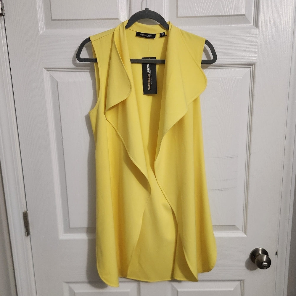 New York & Company Vibrant Yellow Drape Vest